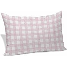 Vintage Light Pink Buffalo Plaid Throw Pillow Cover,Decorative Pillowcase with Hidden Zipper Retro Linen Checkered Breathable Lumbar Pillow Cushion Case for Couch Sofa Bed Home,24"x36"