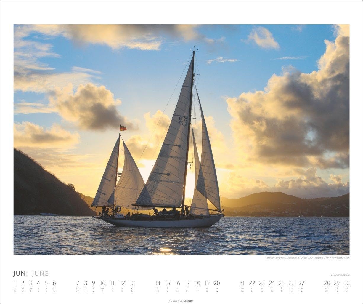 Sailing Kalender 2027: Fotokalender mit beeindruckenden Segelaufnahmen. Jahres-Wandkalender 2027 XL im Querformat. Segel-Fotokalender 55 x 46 cm