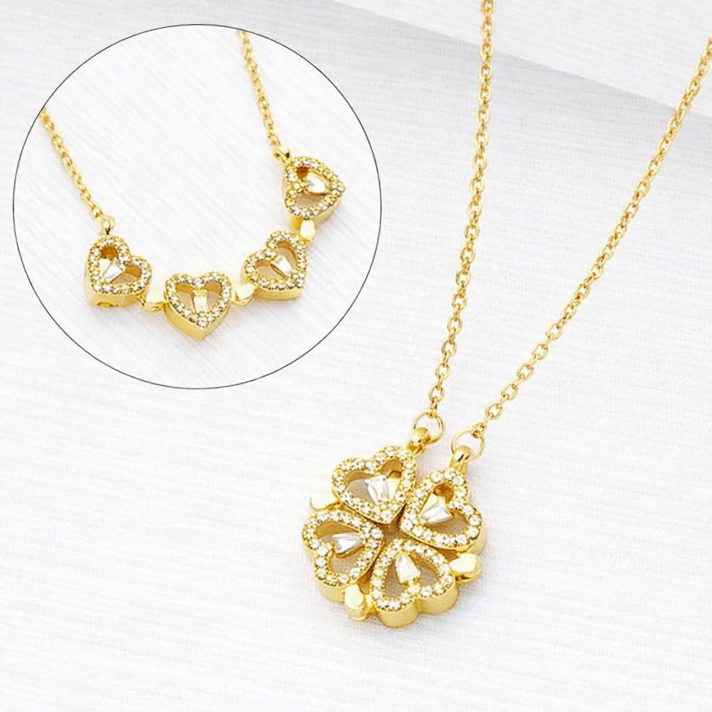 Foldable 4 Leaf Clover Necklace - Premium Quality Stainless Steel, 18k Gold Plated | Ideal Gift for Women's Birthday, Valentine's Day Gift, Clover Pendant Necklace for Her - Image 3