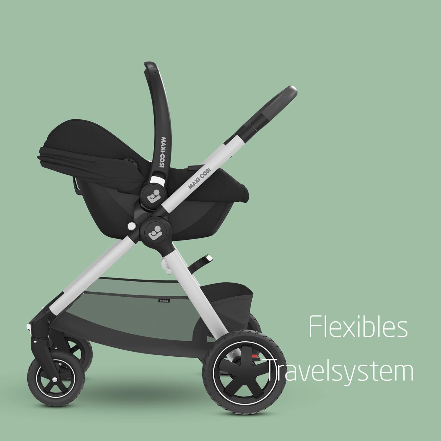 Maxi-Cosi CabrioFix i-Size Babyschale, CabrioFix i-Size ISOFIX Base Bundle - Gruppe 0+ Kindersitz, Flexibles Travelsystem, 0-12 Monate, 40-75 cm + CabrioFix i-Size Base, Essential Black