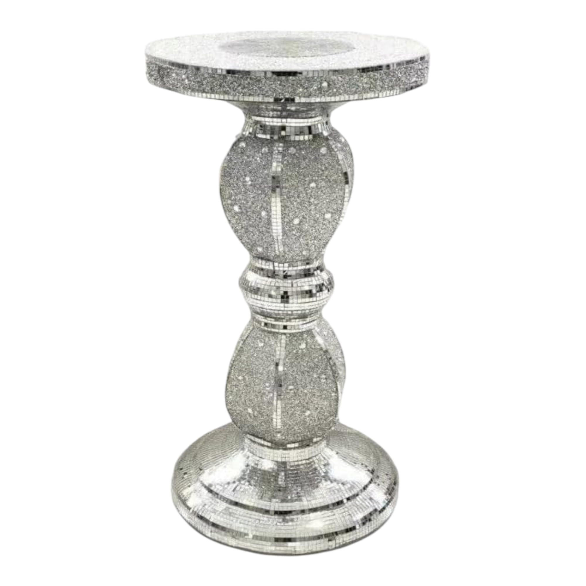 Shabjy Silver Side Table Crushed Diamond Glitter – 40X60cm Mirrored Modern End Table Stand – Sparkly Crystal Bedside Table For Living Room, Bedroom, Or Hallway – Luxury Bling Home Decoration