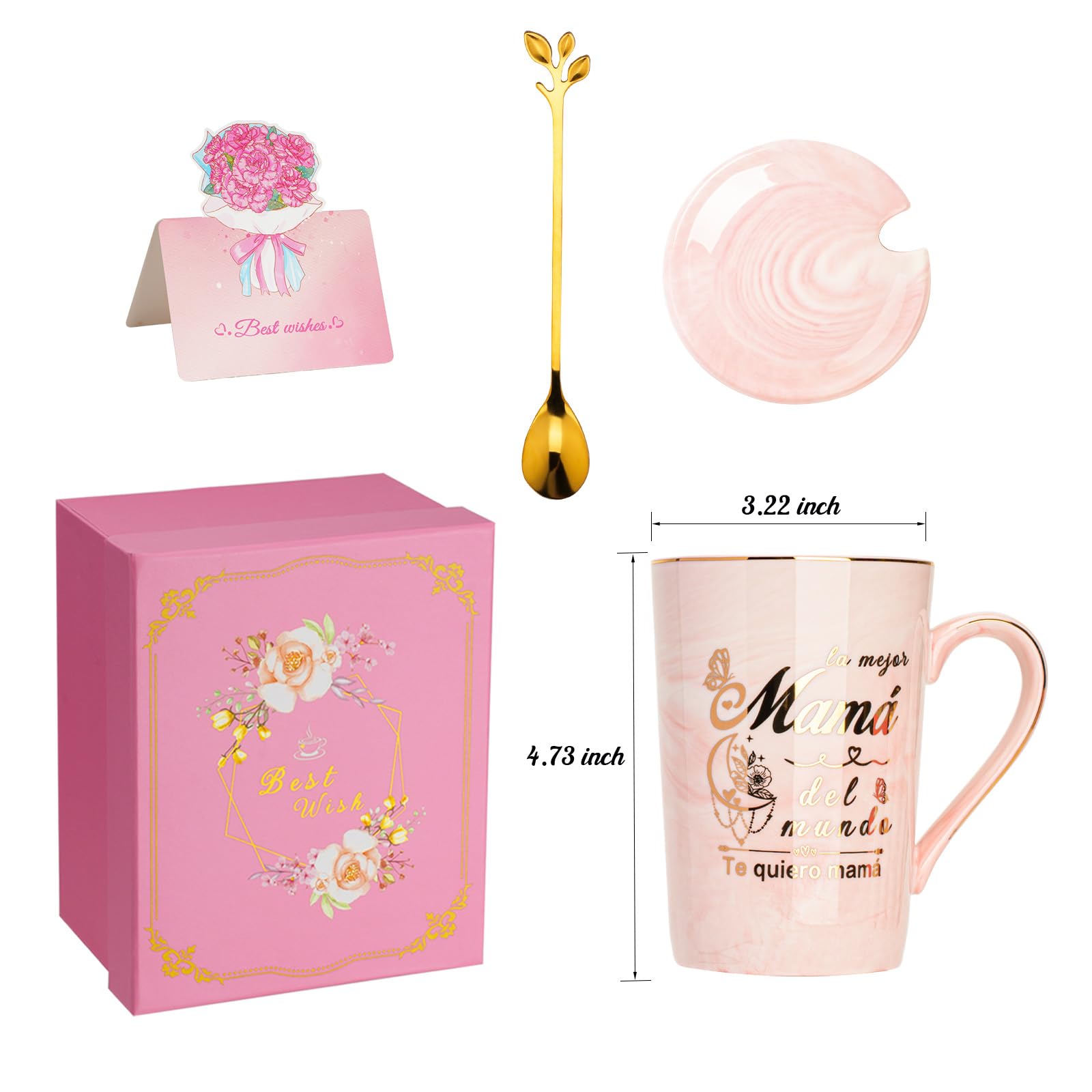 Regalo Dia de la Madre, Regalos para Madres, Regalo Cumpleaños Madre Taza, Regalo Mamá Regalos Día de la Madre Regalo Original, 400ml Ceramica Taza, con Tarjeta, Cuchara Caja de Regalo — view 5