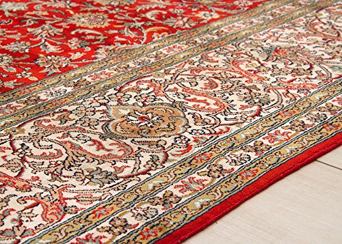 18/18 Orientteppich Kaschmir Seide Teppich Medaillon in Rot, Größe: 247x308 cm Wohnzimmer – Bild 5