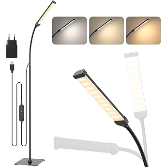 iFalarila Stehlampe dimmbare LED-Stehleuchte f r Wohnzimmer [120 LEDs mit 3 Farbmodus 3000K-6000K & 10 Helligkeitseinstellungen] Standlicht mit flexiblem Schwanenhals f r Schlafzimmer und B ro