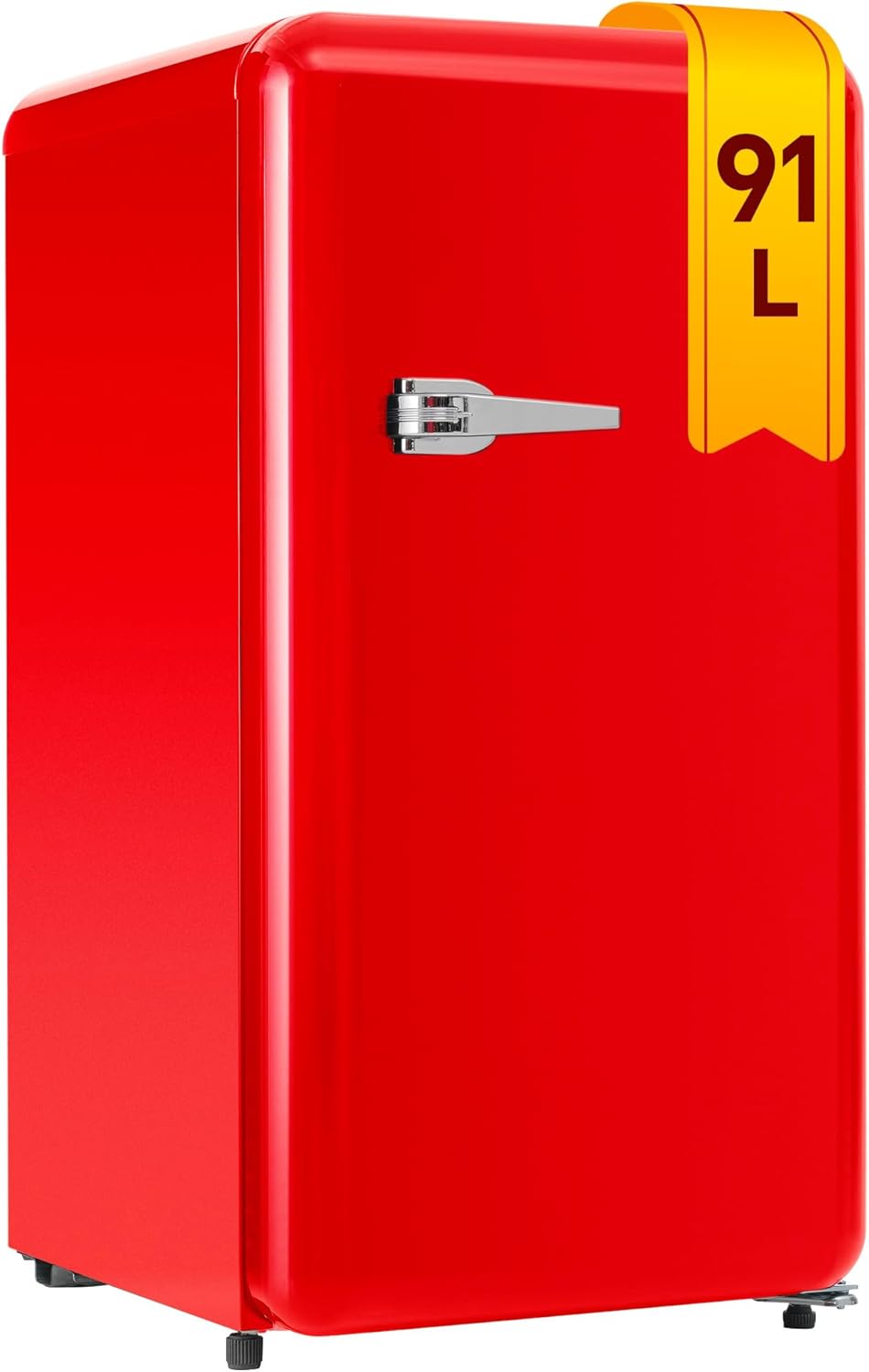 DRIXNO Retro Fridge Red, 91 Litre Mini Drinks Fridge with Freezer