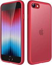 JETech Matte Cover Case for iPhone SE 3/2 (2022/2020), iPhone 8/7, 4.7-Inch, Shockproof Military Grade Drop Protection, Frosted Translucent Back Phone Cover, Anti-Fingerprint (Red)