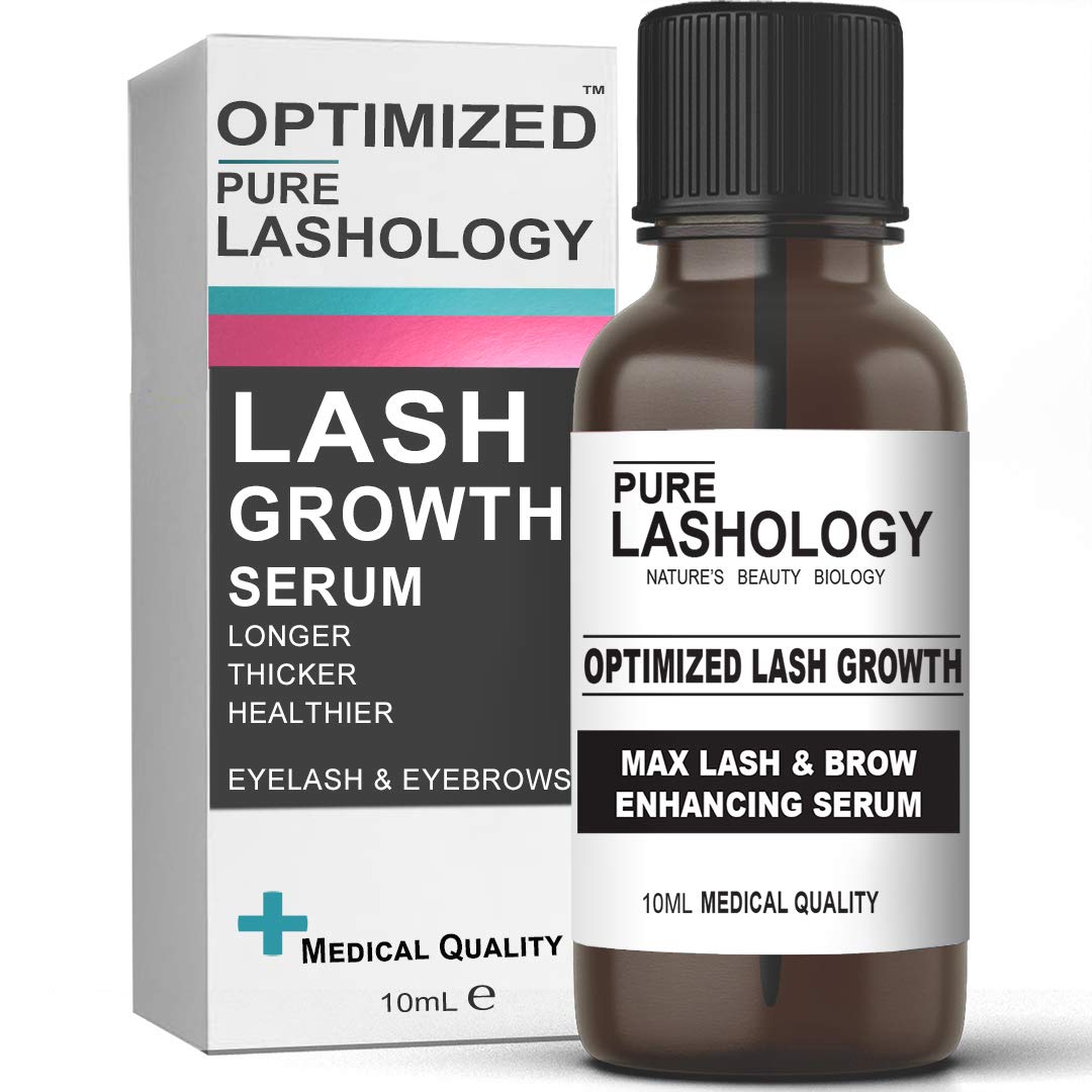 OPTIMIZED Eyelash Stem Cell Growth Serum & Eyebrow Enhancer with Pure Biotin, Castor Oil, Green Tea & Panax Ginseng, Natural DHT Blocker, Thicker, Longer Lash & Brow.