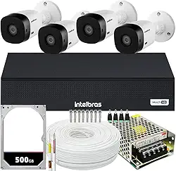 Kit Cftv 4 Cameras Full Hd VHL 1220 Dvr Intelbras 3004-C 5x1