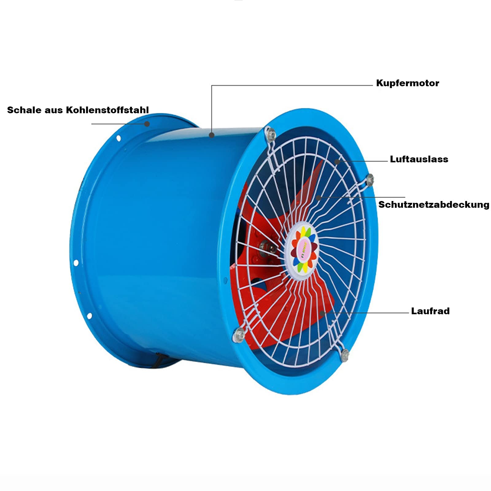 Estrattore d'Aria da Parete 260mm per Ventilazione Industriale Estrattori a Parete elicoidali Estrattori Aspiratori 1000m3/h 220 Volt
