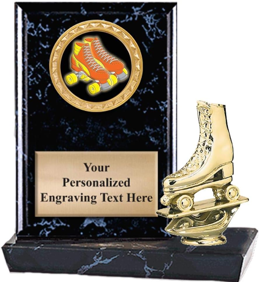 Crown Awards 6"X6" Roller Skate Plaque Award, Roller Skate Trophy with Custom Engraving, Prime