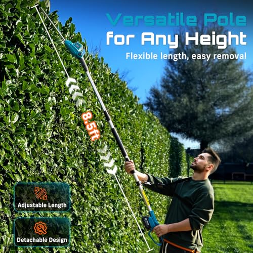 image for SEESII Pole Hedge Trimmer Cordless: Electric Bush Trimmer Tool for Yar
