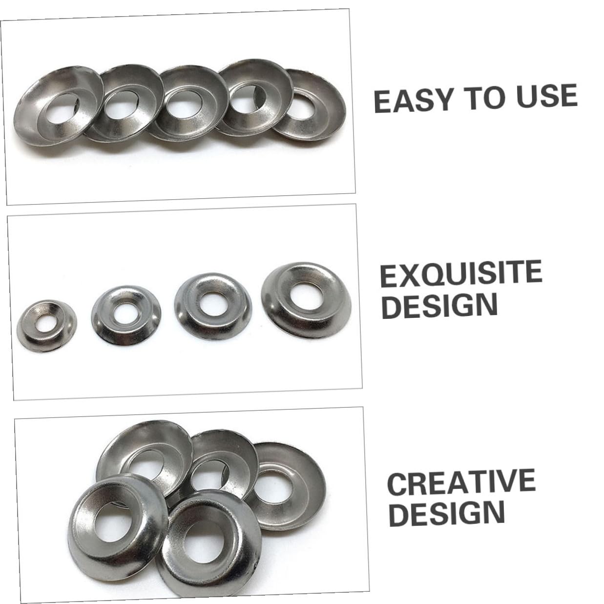 100 Pcs 304 Stainless Steel Fisheye-Shaped Concave-Convex Bolt Washers Replacement Gaskets Sturdy Hardware Accessories for Industrial Fastening