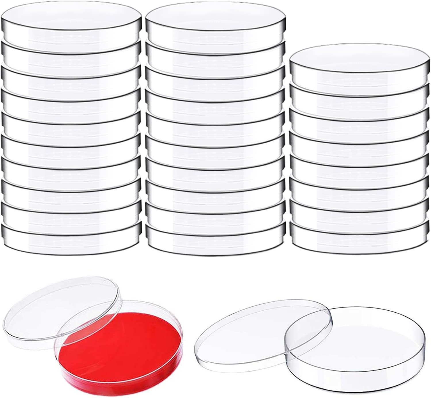Plastic Petri Dishes with Lids,90 x 15mm Clear Plastic Petri Dish,Culture Dishes for School Science Projects,Seeding,Storage,Biological Themed Party,30 Pack