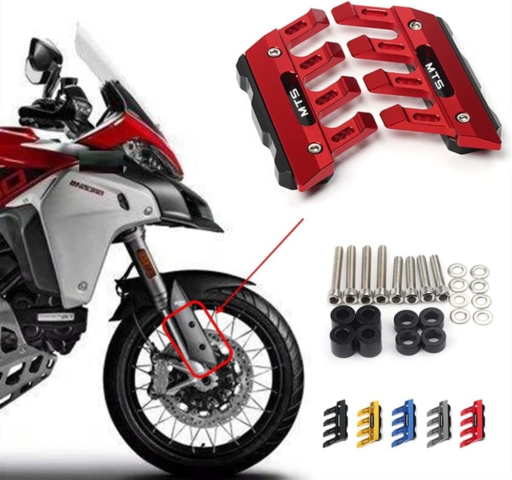 for Ducati MTS1100 MTS1260S MTS1260 Motorcycle Fall Side Guard Front Fork Protector Front Fender Protection Block Side Guard CNC Aluminum Multiple Colour (Color : Black)