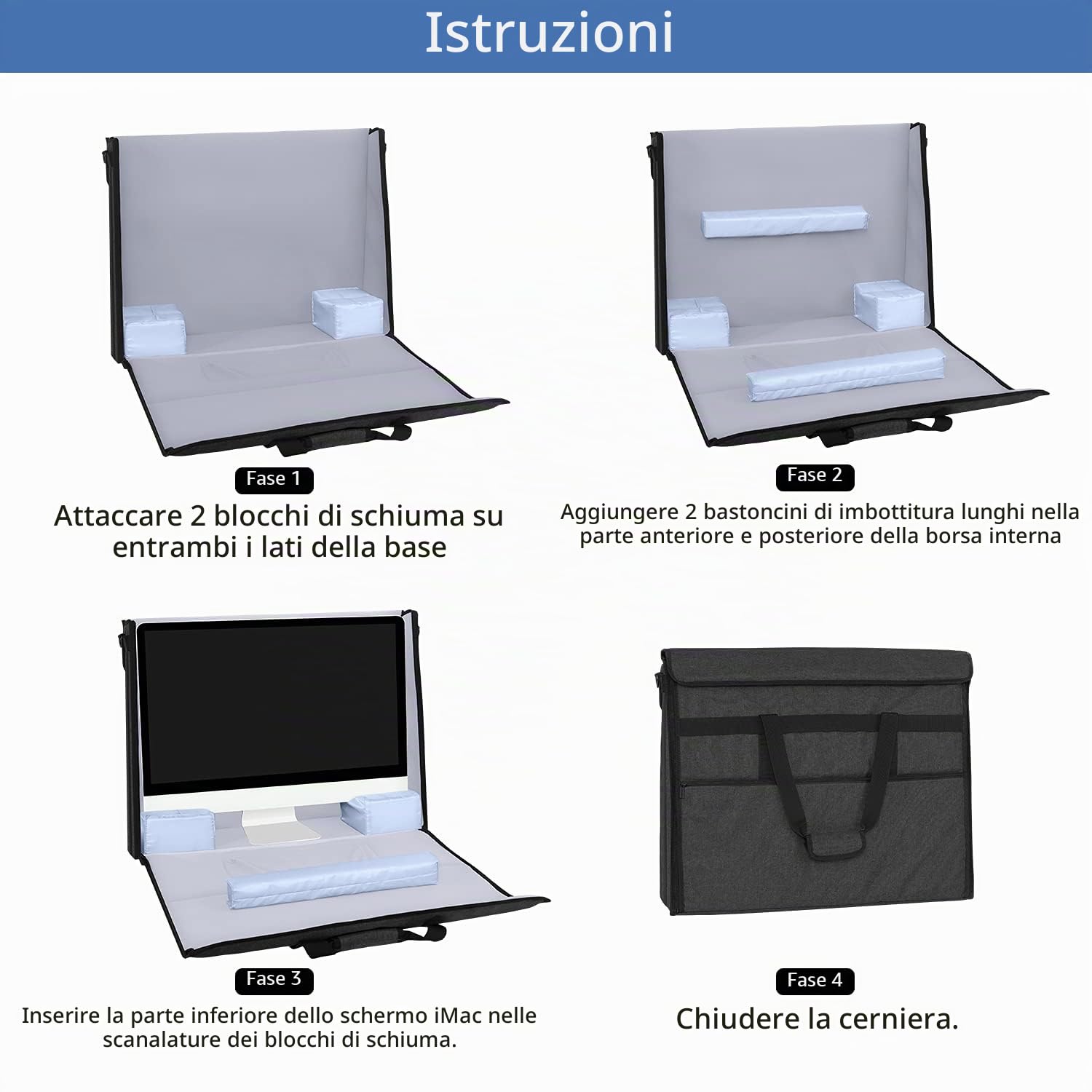 Damero Borsa da Viaggio per Apple iMac 27" e Accessori, Nero (Solo Borsa) | Custodia per iMac e Altri Accessori È Dotata di Maniglia Imbottita e Tracolla Regolabile