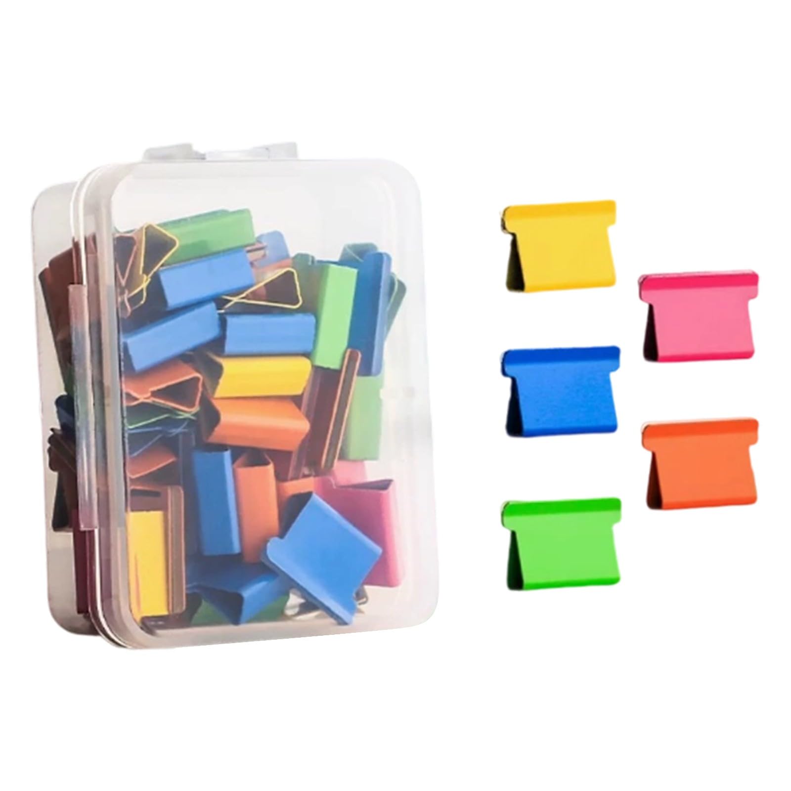 Staple-less Stapler Push Stapler, Reusable Staples, Portable Fast Clam Clip Dispenser, Desktop Stapler with Refill Paper Clips, for Documents & Notes