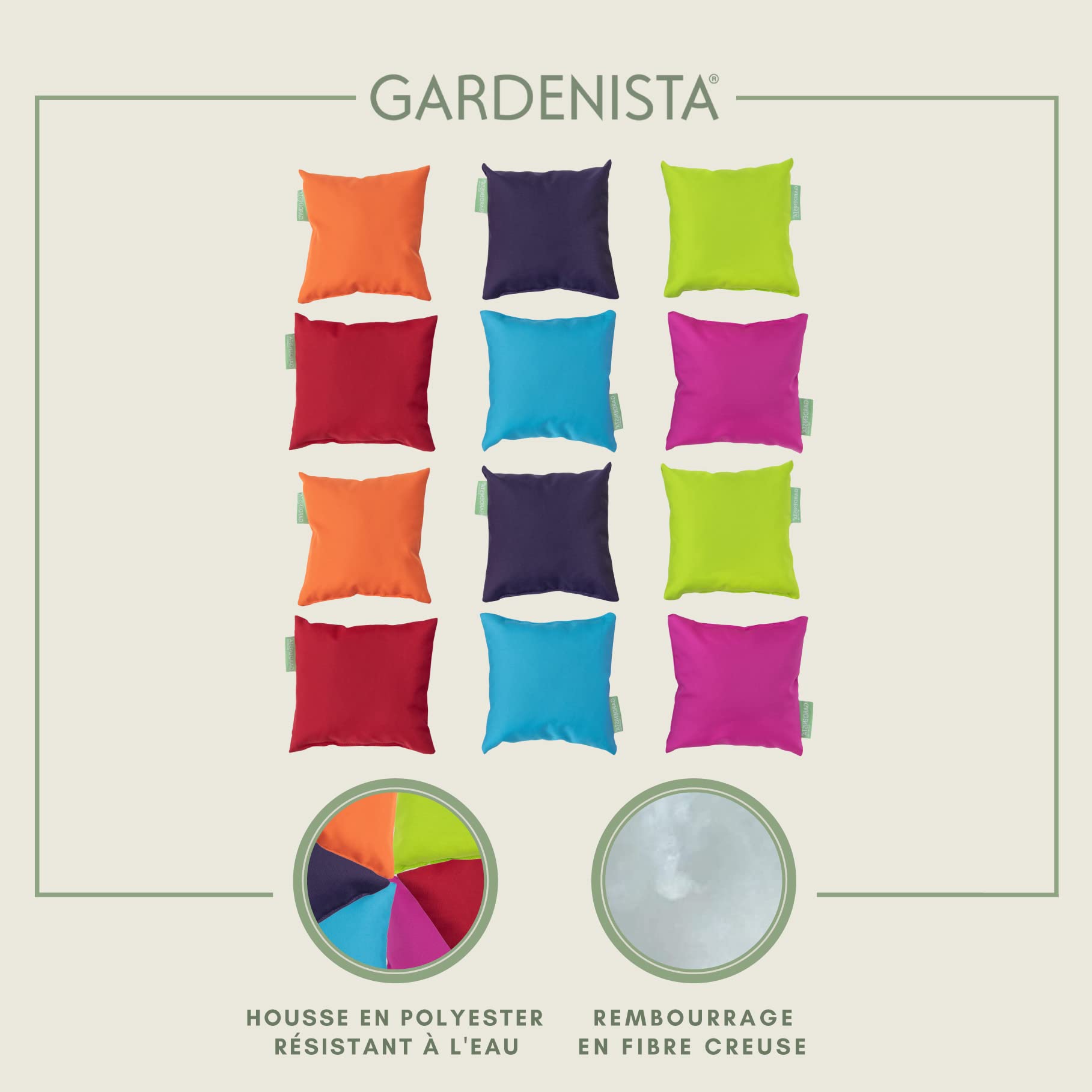 Gardenista Petits Coussins d'Extérieur Résistants à l'Eau | Mini Accessoires de Couleurs Mélangées pour Le Jardin, Le Salon, Le Canapé | Rembourrage en Fibres Creuses (12)