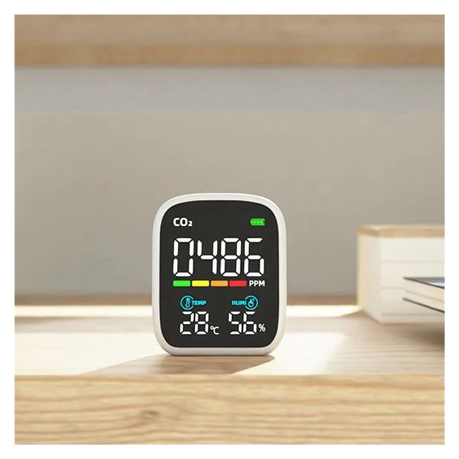 Misuratore Qualità dell'aria, Monitor CO2 Monitor anidride carbonica 400-5000PPM Sensore NDIR Monitor a qualità 'aria 70 * 84 * 35 mm per Casa Cucina Ufficio Auto(3 in 1)