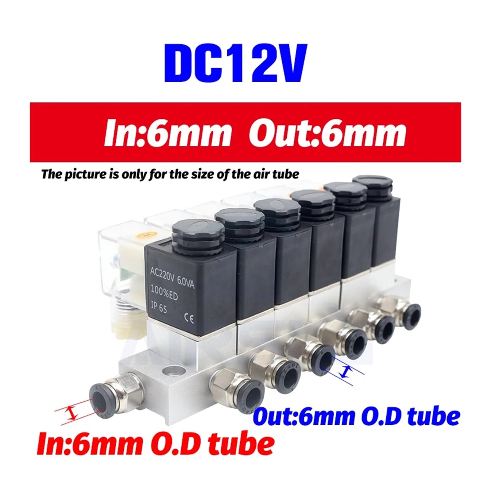 Electroválvula neumática de colector Combinado multivía 2v025, 12 V, 24 V, 110 V y 220 V, válvula magnética de Aire de 2 vías, Normalmente Cerrada.(3 Stations)
