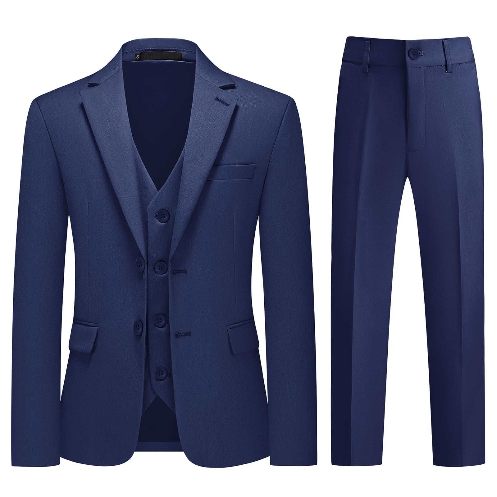 Jungen 3-teiliger Slim Fit Anzug Kinderoutfit Sakko Weste und Hose | Tailliertes formelles Kinderoutfit als Pageboy-Kleidung für Hochzeit, Taufe, Konfirmation und weitere besondere Anlässe