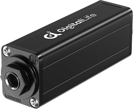 DigitalLife HumBlock Pro Series | 6.35mm Single-Channel Audio Ground Loop Noise Isolator - 1/4 Inch Hum Eliminator for Mixer, Guitar & Amp - Passive, F/F (GLI-635, 1-Pack)