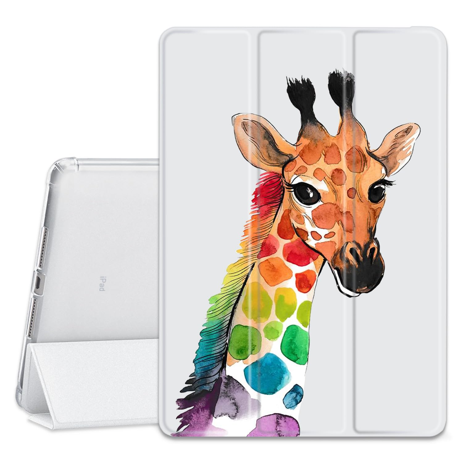 Wihytec Colorful Giraffe Pad Case for iPad Pro 11 inch Case 2022 4th/3rd/2nd/1st Generation+Pencil Holder Anti-Scratch Shockproof Lightweight Smart Trifold Stand Case for iPad Pro 11" 2018/2020/2021