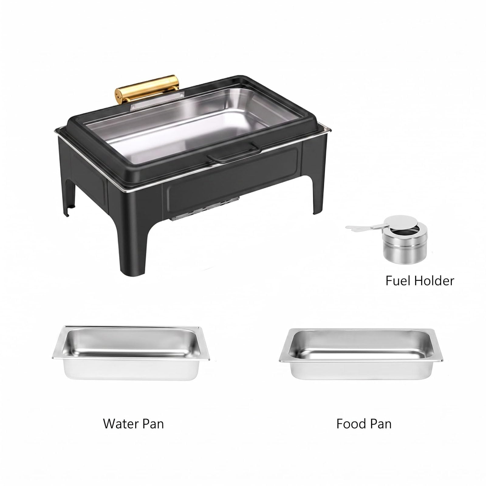 Buffetwärmer für Catering Party, Chafing Dish Profi Set, Mahlzeit Chafing