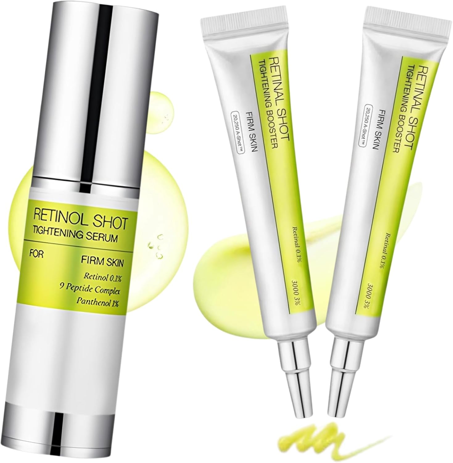 Retinol Skin Booster Serum + Retinal Shot Tightening Booster Set,Vita A Tightening Anti-aging Duo with Peptides, Retinol Serum,Skincare Booster Duo for Tightening, Wrinkles & Smooth Skin 3PCS.