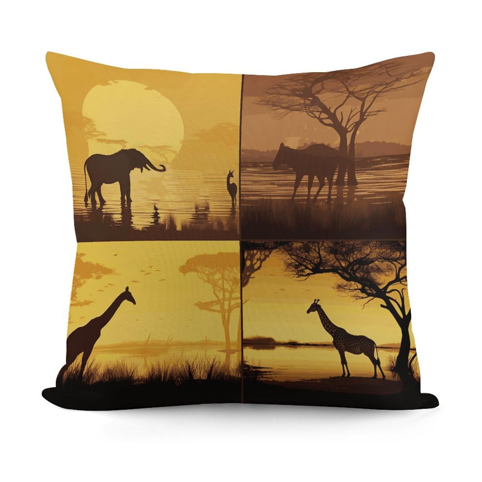 VstaDank African Grassland Animals Throw Pillow Covers 18x18 Inch Soft Couch Home Decor Cushion Cover Comfortable Plush Square Cushion Case Farmhouse Decorative Pillowcase for Living Couch