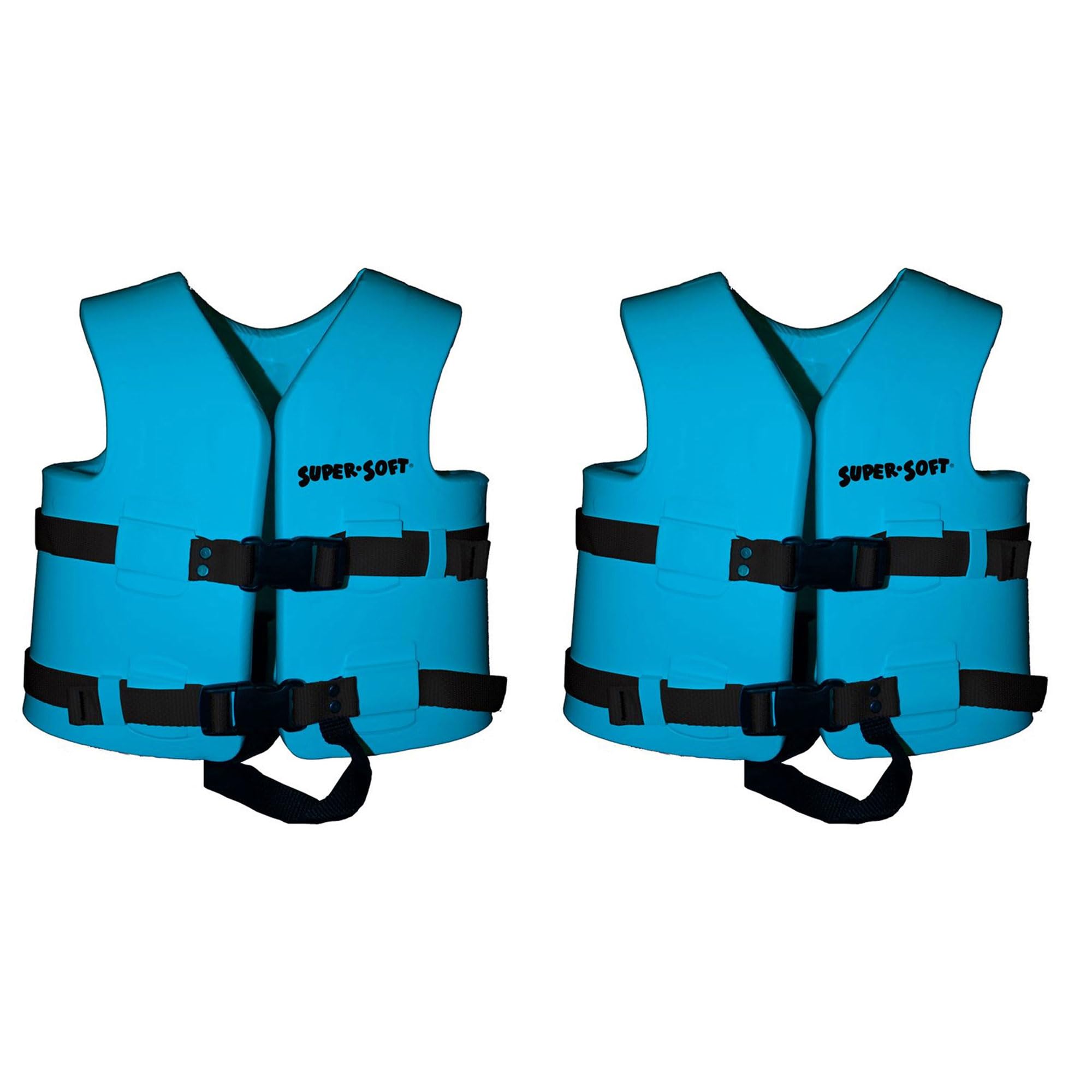 TRC Recreation Super Soft Child Size Medium Life Jacket USCG Approved Vinyl Coated Foam Vest for Swimming Pool and Beach Gear, 2 Pack, Marina Blue