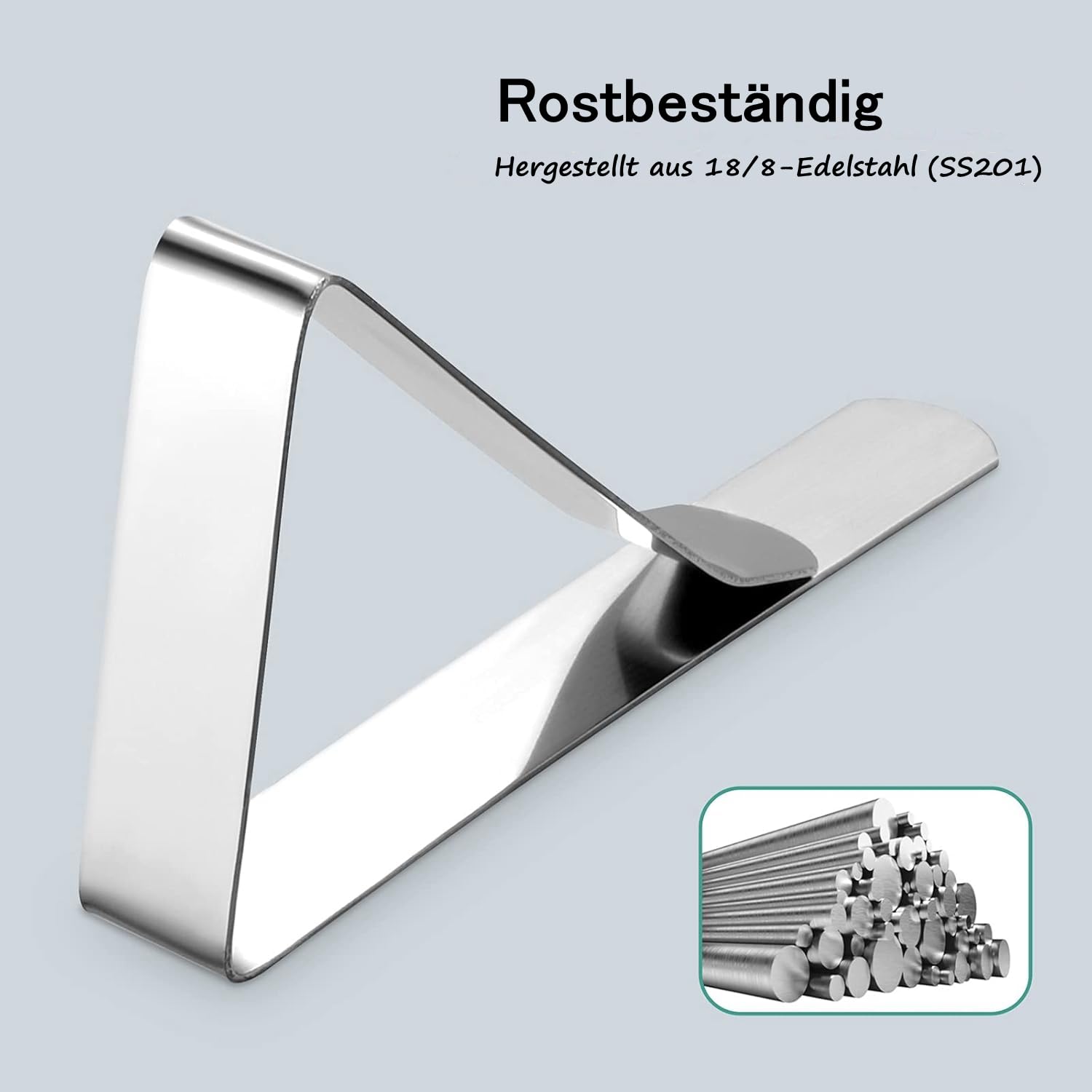 Set di 12 Tovaglia Clip in Acciaio, Gadget Molla Fermatovaglia, Acciaio Inossidabile, Argento, per Outdoor Picnic Party, Adatto a Tavoli di 2-4 cm di Spessore