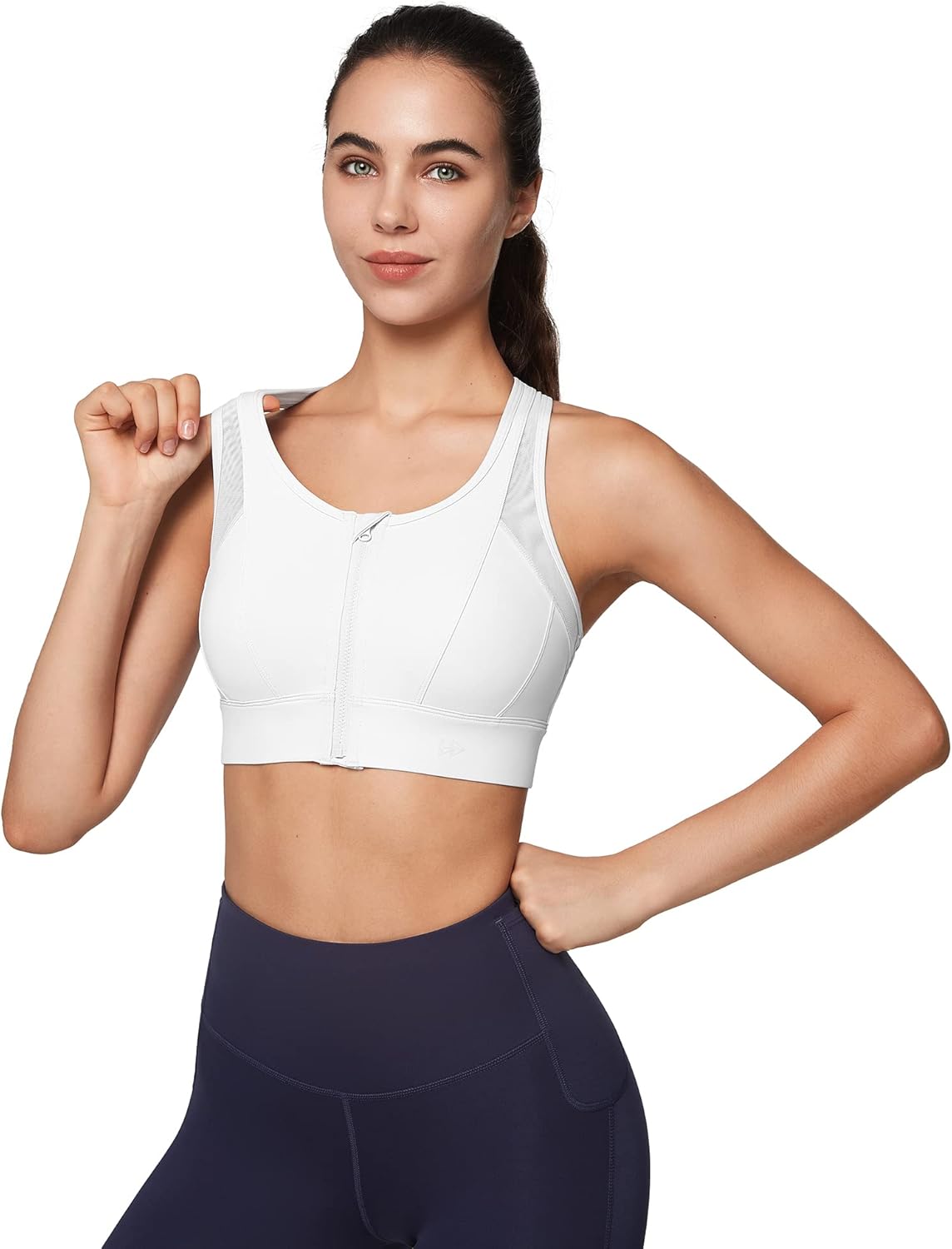 Yvette High Impact Zip Front Sports Bra Mesh Racerback Workout High Support Sports Bras for Women Large Breasts - Image 8