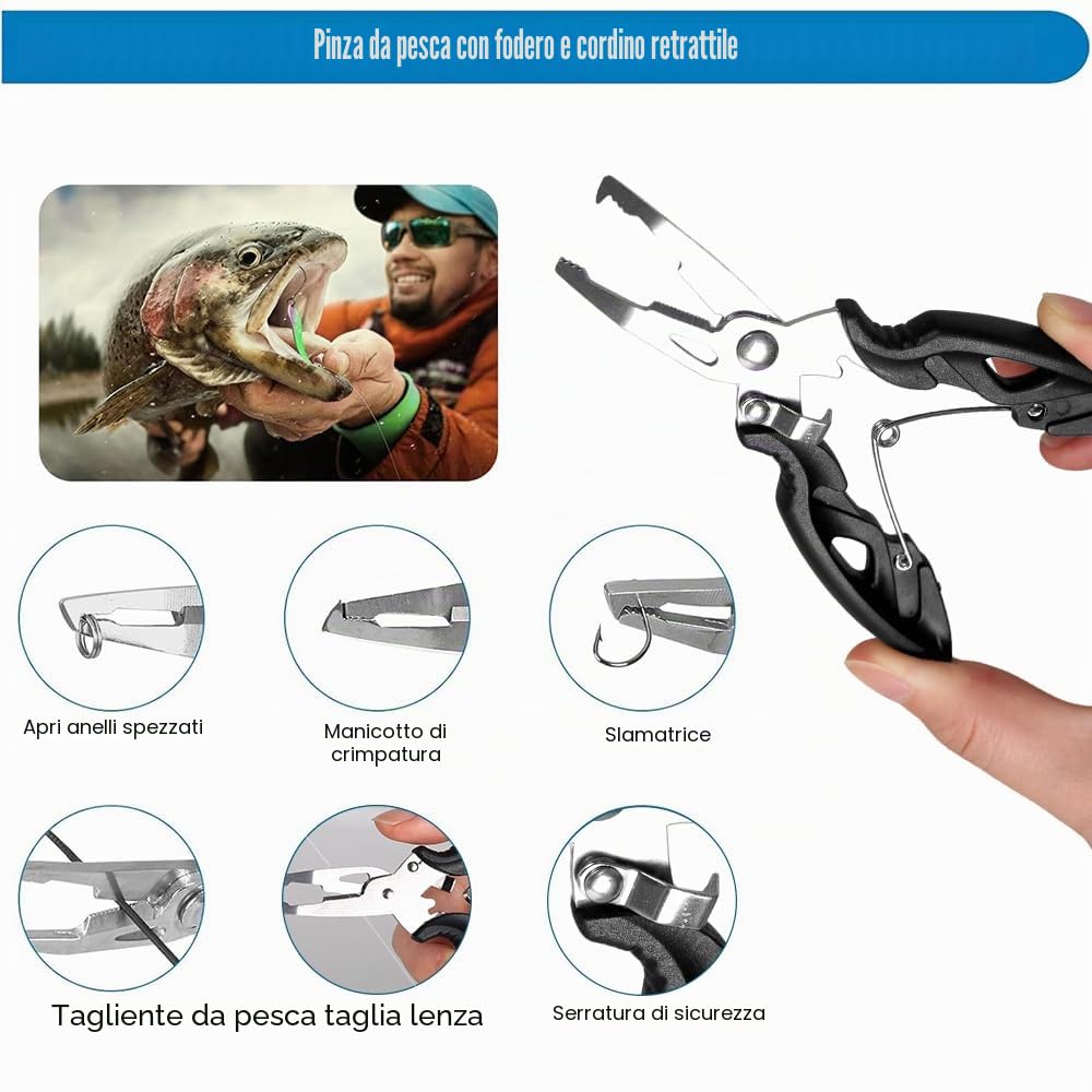 Set di 213 accessori da pesca, 3 strati, con accessori, set di attrezzi con clip per labbra, rimozione di ganci, acqua dolce salata, attrezzatura da pesca adatta per bambini, adulti, principianti