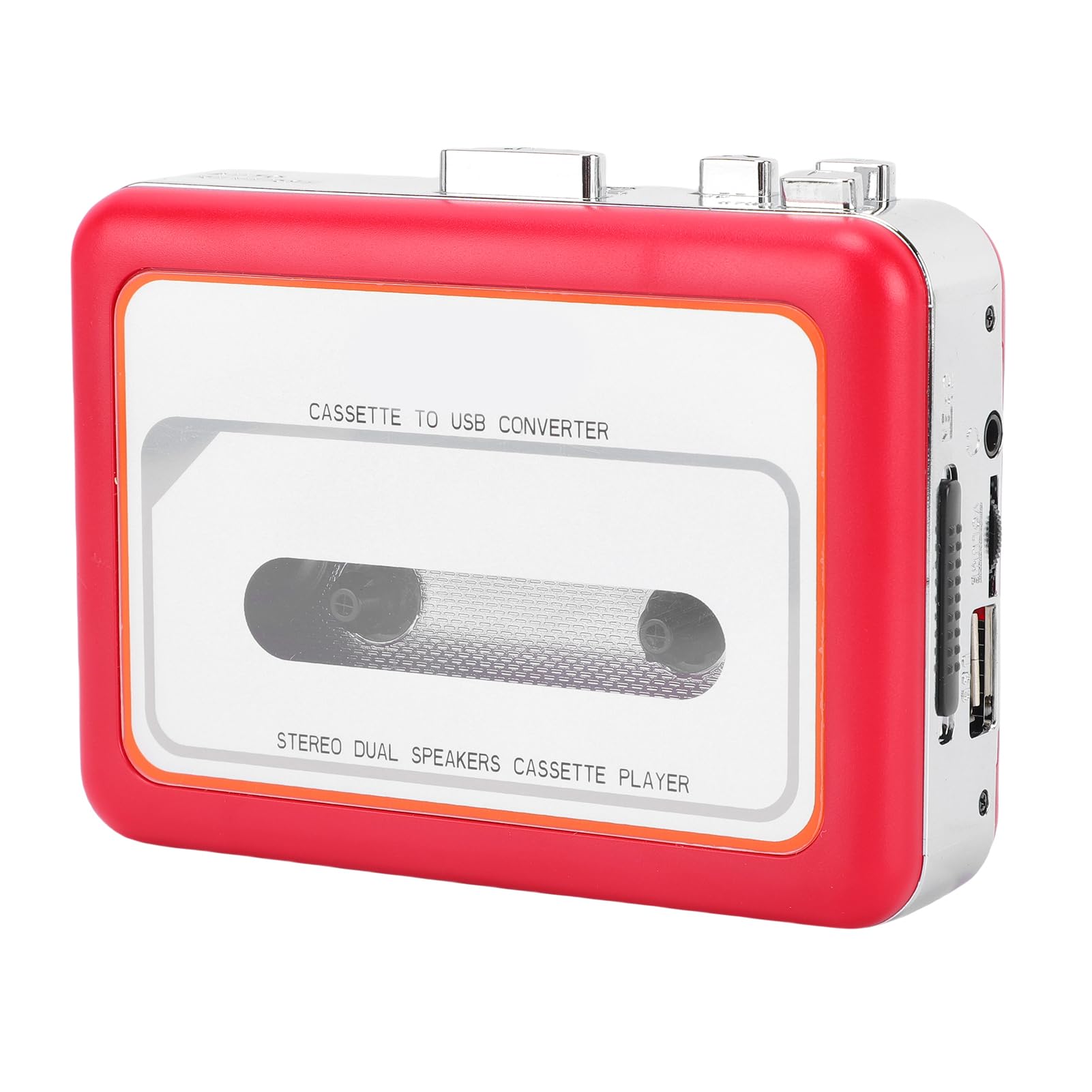 Tosuny Lettore di Cassette, Convertitore Portatile da Cassetta a Digitale, Altoparlante Integrato, Lettore Walk man, Convertitore da Cassetta USB a MP3 con Jack per Cuffie da 3,5 Mm e (rosso)