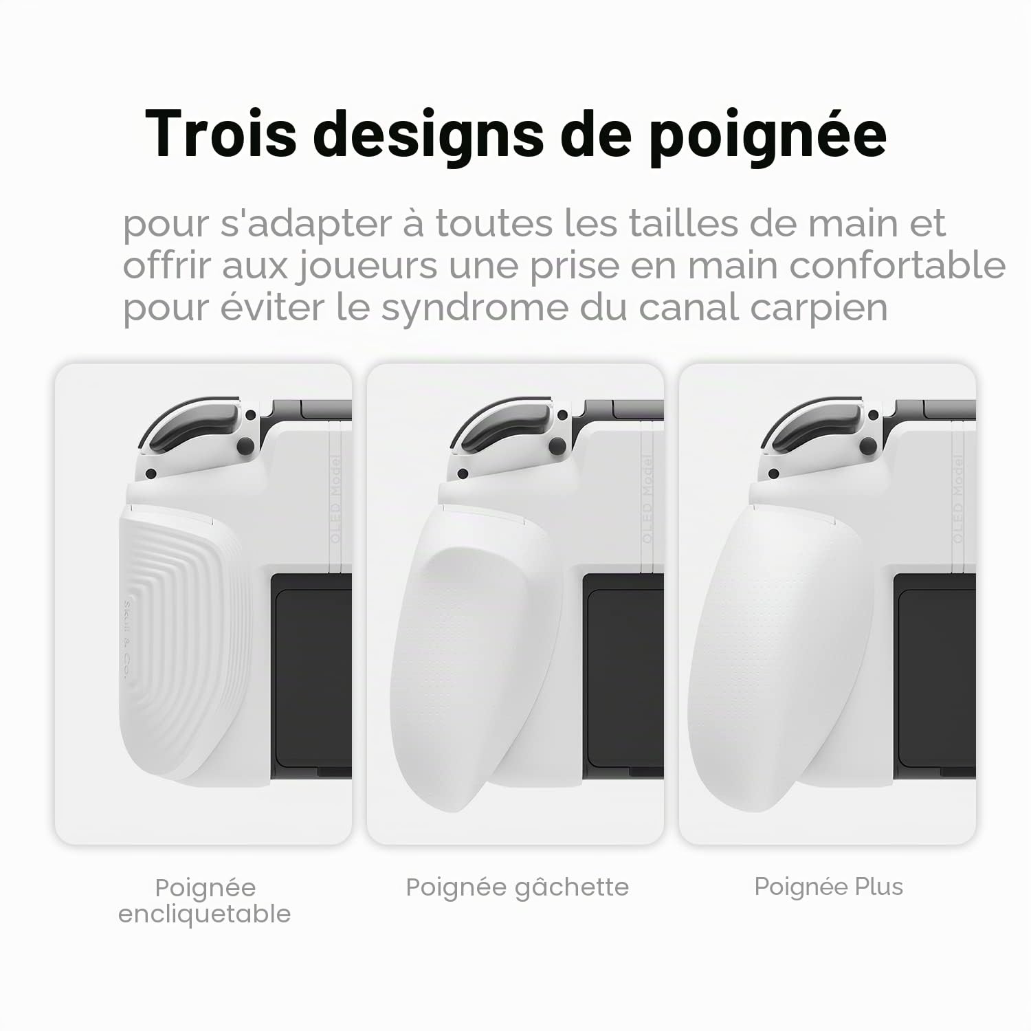 Skull & Co. NeoGrip pour Switch OLED et Modèle Régulier: Un Coque Dure Poignée avec Poignées Interchangeables [pour s'adapter à Toutes les Tailles de Mains] [sans Étui de Transport]-Bleu néon et Rouge