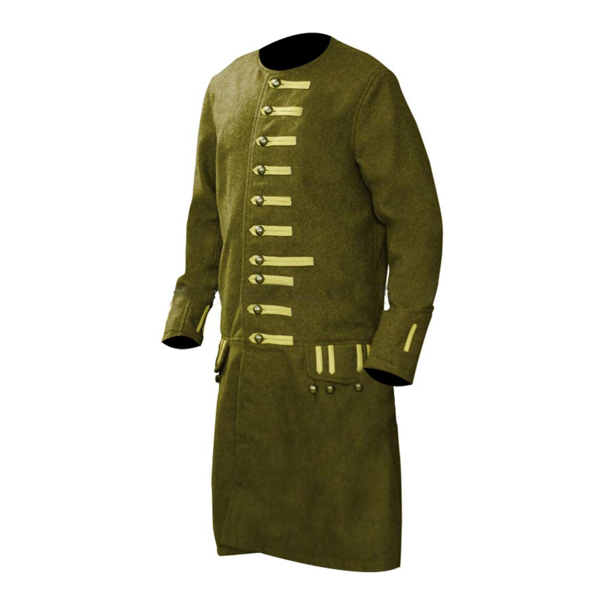 Fashion_First Disfraz de Pirata de Halloween para Hombre, colección de Ropa de Piel/Lana D4 Olive Pirate Coat Wool 3XL