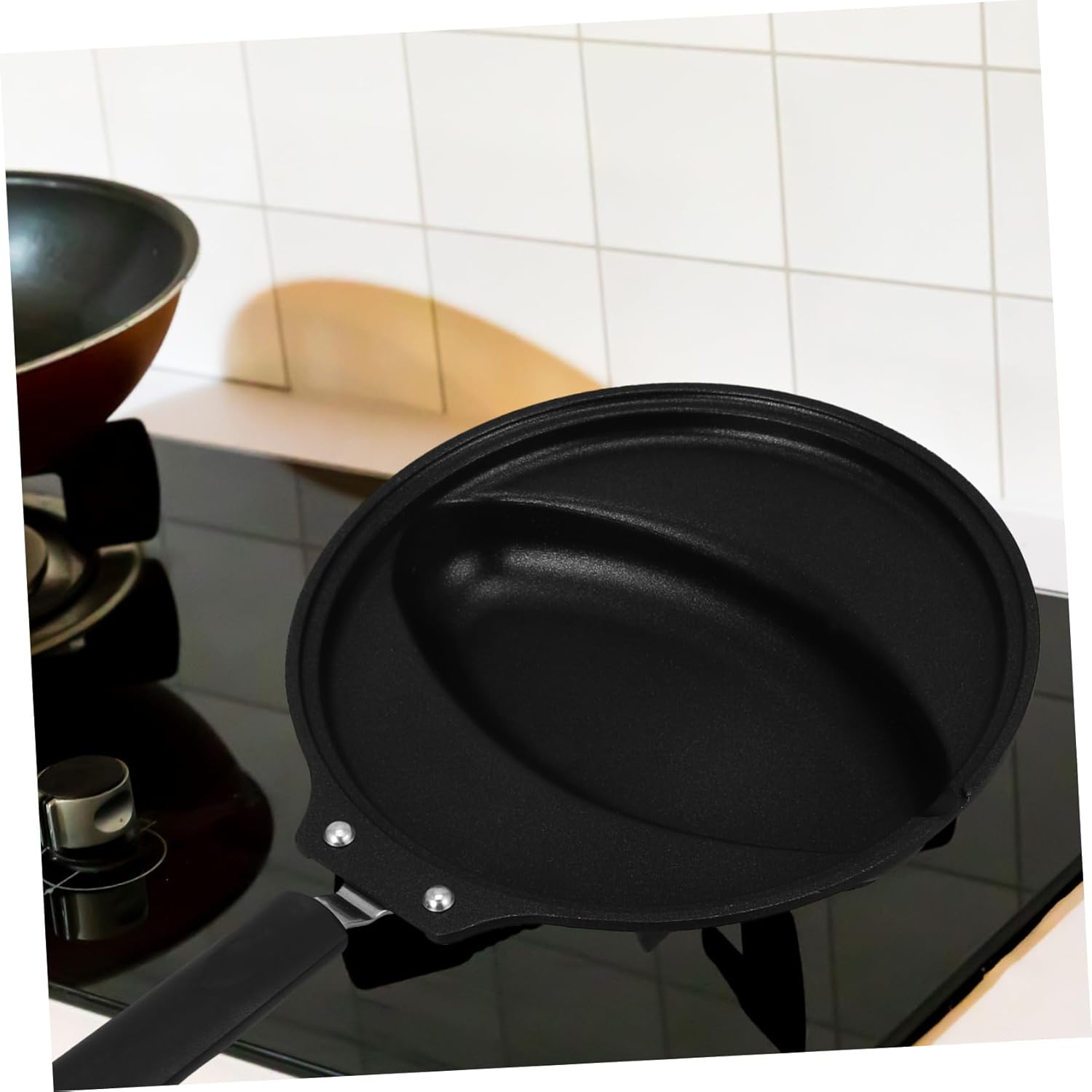 1Pc Non Stick Egg Frying Pan with Humanized Handle Household Omelet Pan Multipurpose Cooking Tool for Easy Omelet Rice Preparation Black