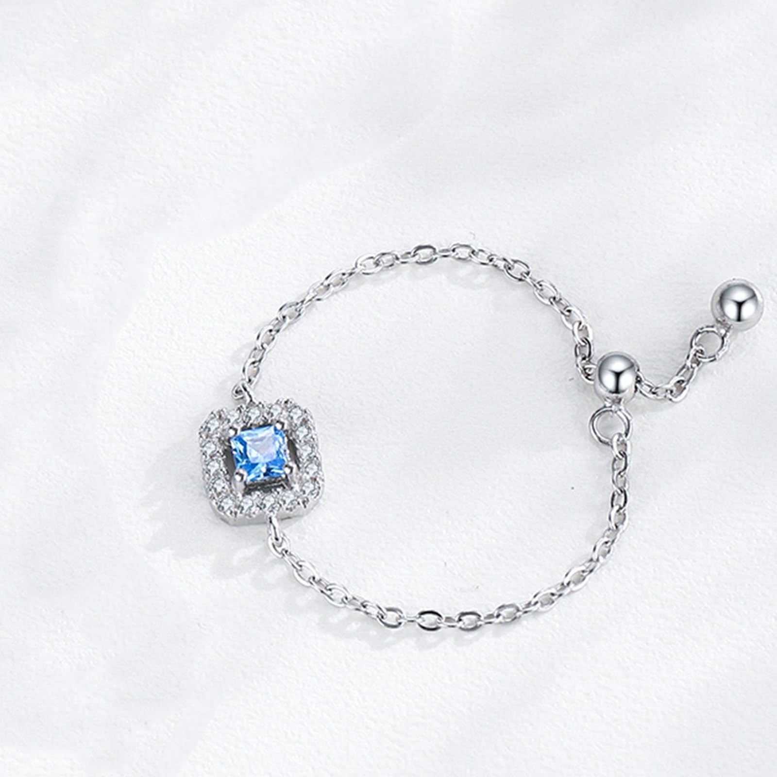 Pierścionek zaręczynowy dla kobiet, topaz i diamenty, łańcuszek Halo, obrączki ślubne 750 białe złoto, 9/14/18K białe złoto & Pt950 rozmiar 47 (15,0)-65 (20,7)