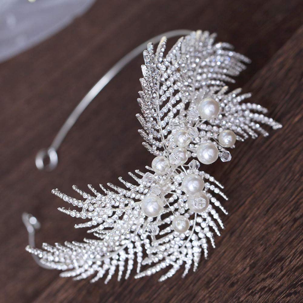 Tiara, stop strasu, biżuteria na głowę, dla panny młodej, piękna srebrna, perłowa, dla kobiet, prosta, modna ozdoba na wesele, ozdoba do włosów, w stylu vintage, opaska na czoło na imprezę