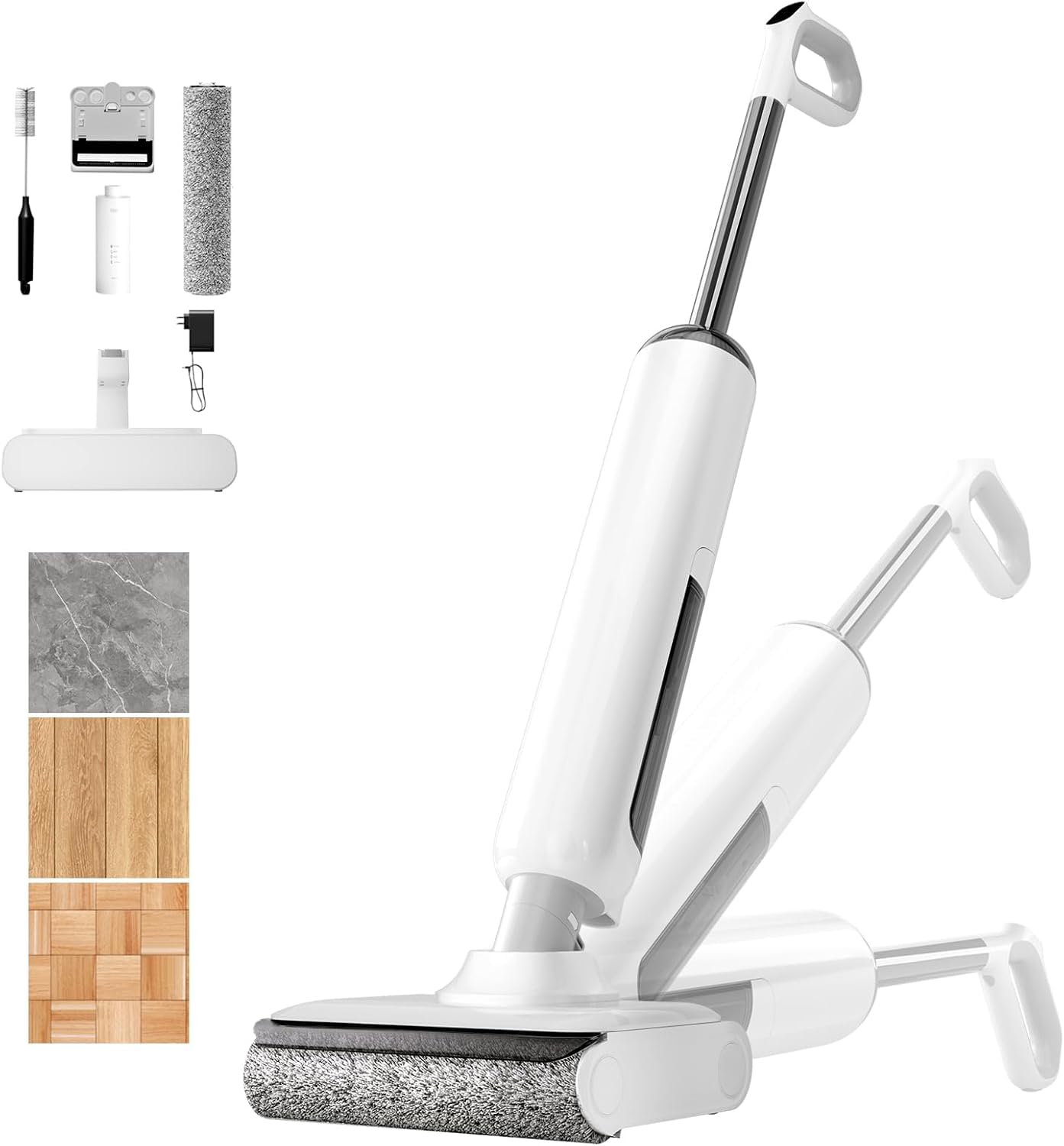 Wet Dry Vacuum Mop - Self-Cleaning Floor Washer with 180°Lie-Flat &amp; 0 Hair Tangle, Self-Propelled Edge Cleaning, 60Min Runtime, Designed for Pet Hair, Kids' Spills &amp; Daily Household Cleaning