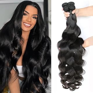 Human Hair Bundles 22 24 26 28Inch Body Wave Bundles 100% Unprocessed Brazilian Virgin Hair 4 Bundles Human Hair Extensions Quick Weave Human Hair Natural Black