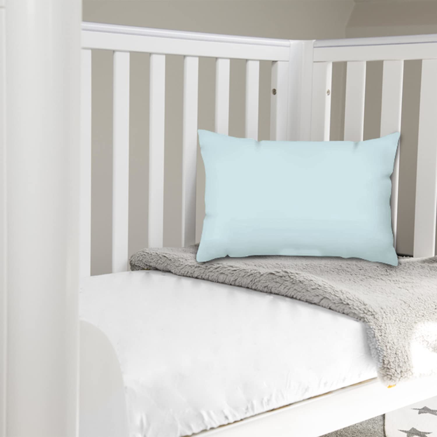 Pizuna Men's Baby Blue Crib Pillow Cover 40X60cm 2Pc 400 Thread Count 100% Long Staple Cotton Highly Breathable Sateen Weave Baby Toddler Pillow Cases For Boys And Girls By
