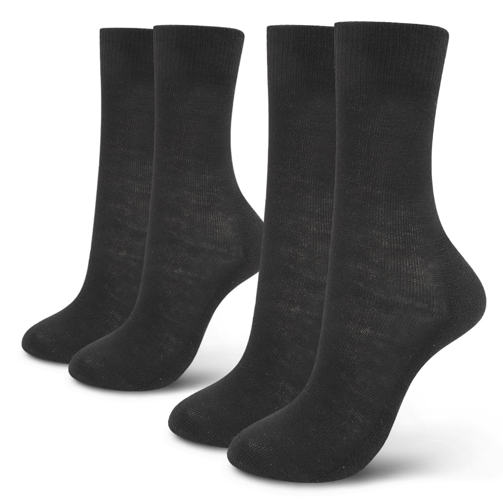 EDZ Merino Wool Thermal Liner Socks Black 2 pack UK6-8