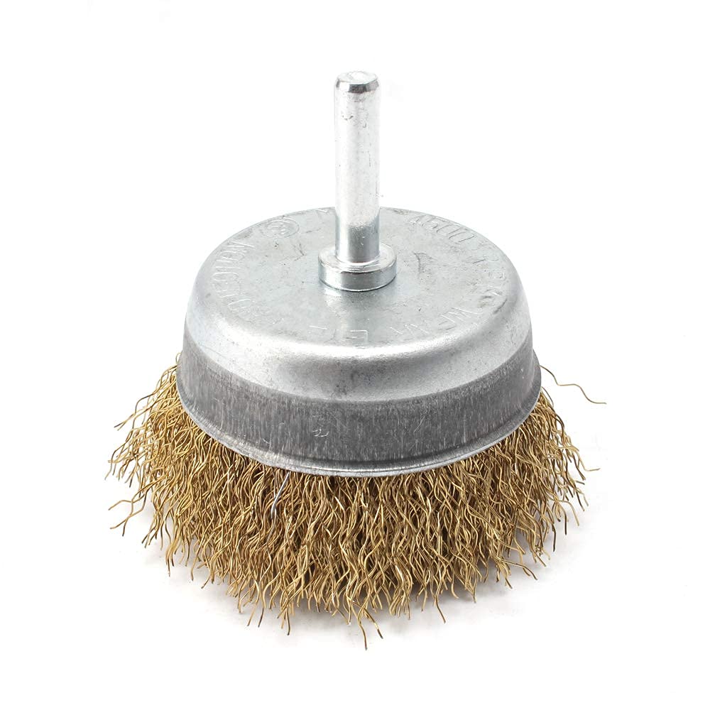 Wire Brushes Wheel, Bowl Type Brass Coated Polishing Brush Replacement Kit for Removing Rust, Paint and Corrosion (6*50mm)