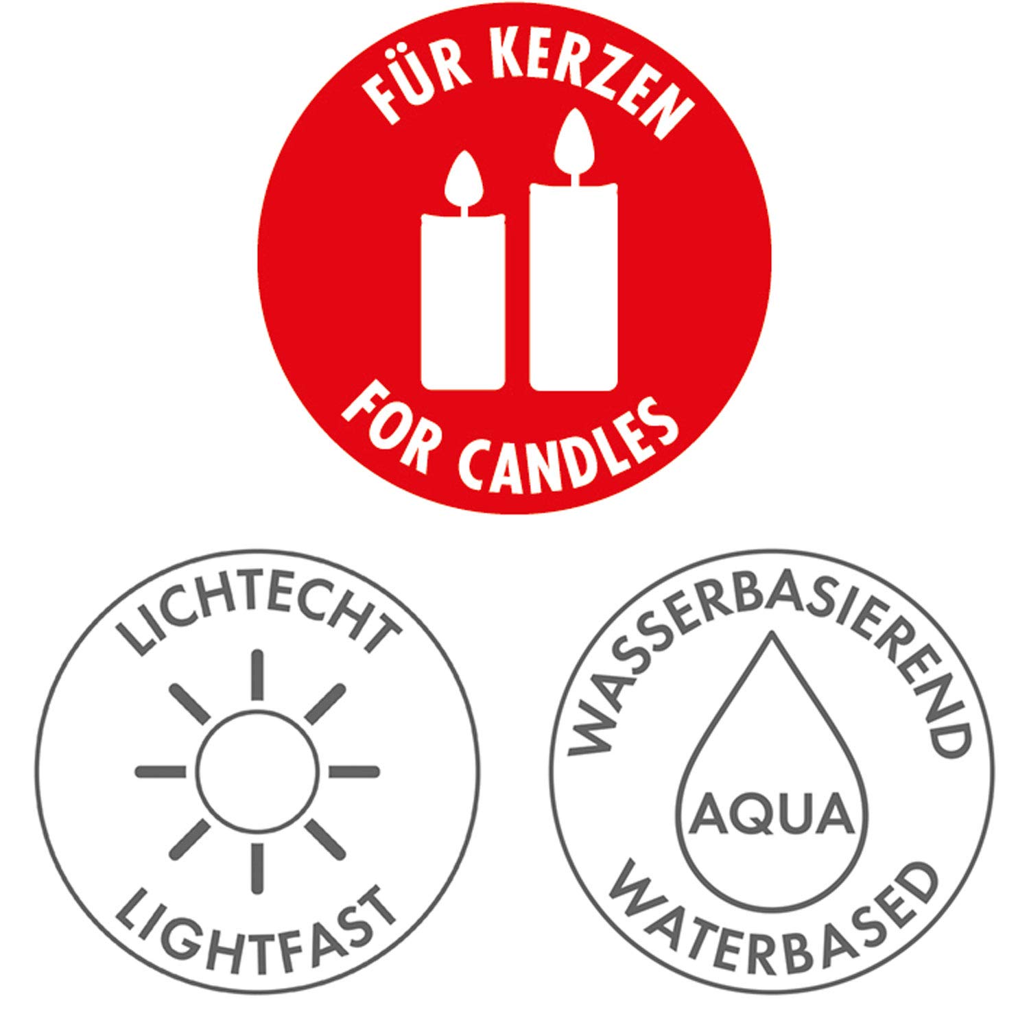 Marabu 1805000009881 - Set di 10 penne per candele da 25 ml, cremose, a base d'acqua, resistenti alla luce, inodori, resistenti alle intemperie, facili da decorare
