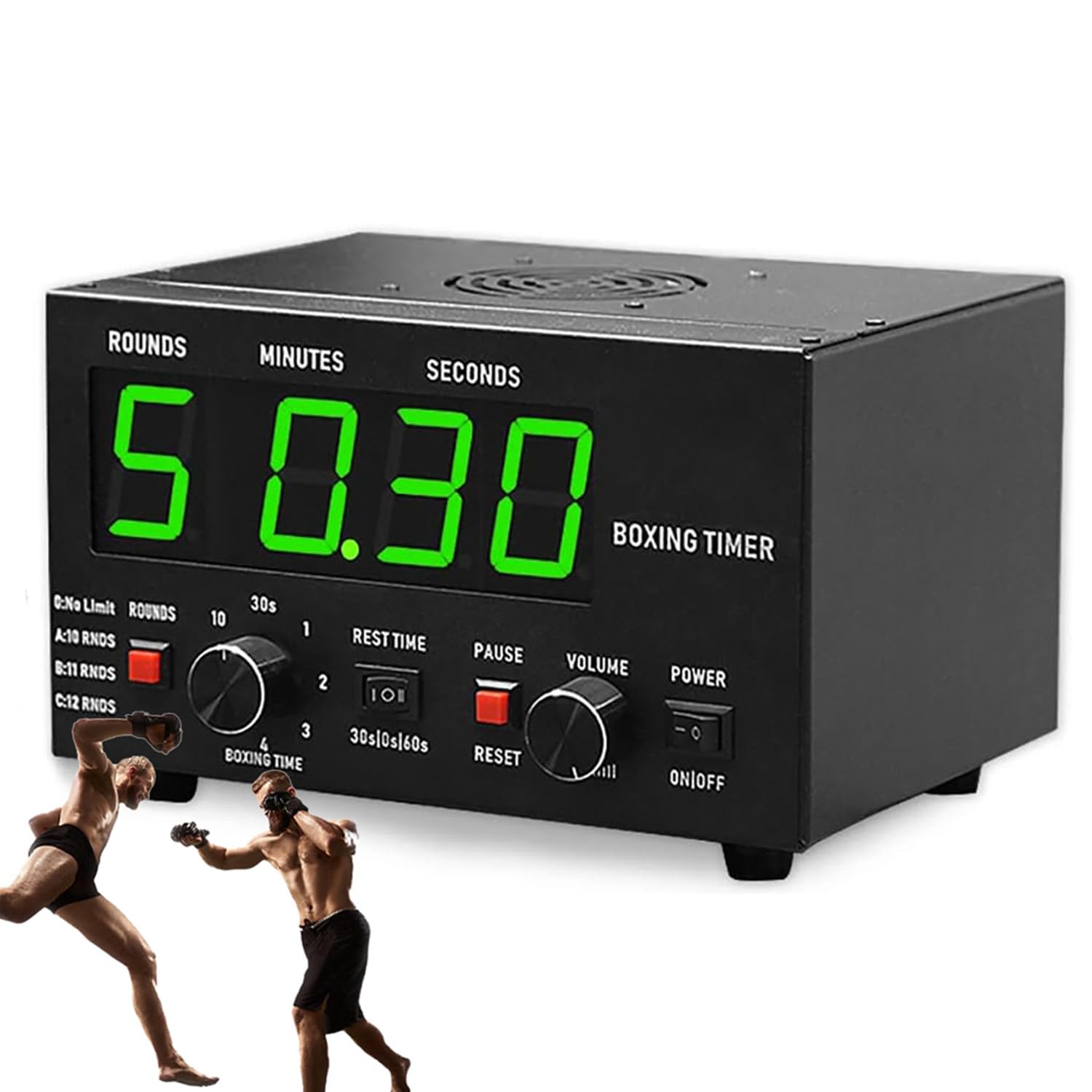 Timer digitale da palestra, intervallo di boxe con display a LED, 1-12 giri di sfida, volume regolabile, allenamento da 30 a 10 minuti, per Muay Thai, MMA, kickboxing