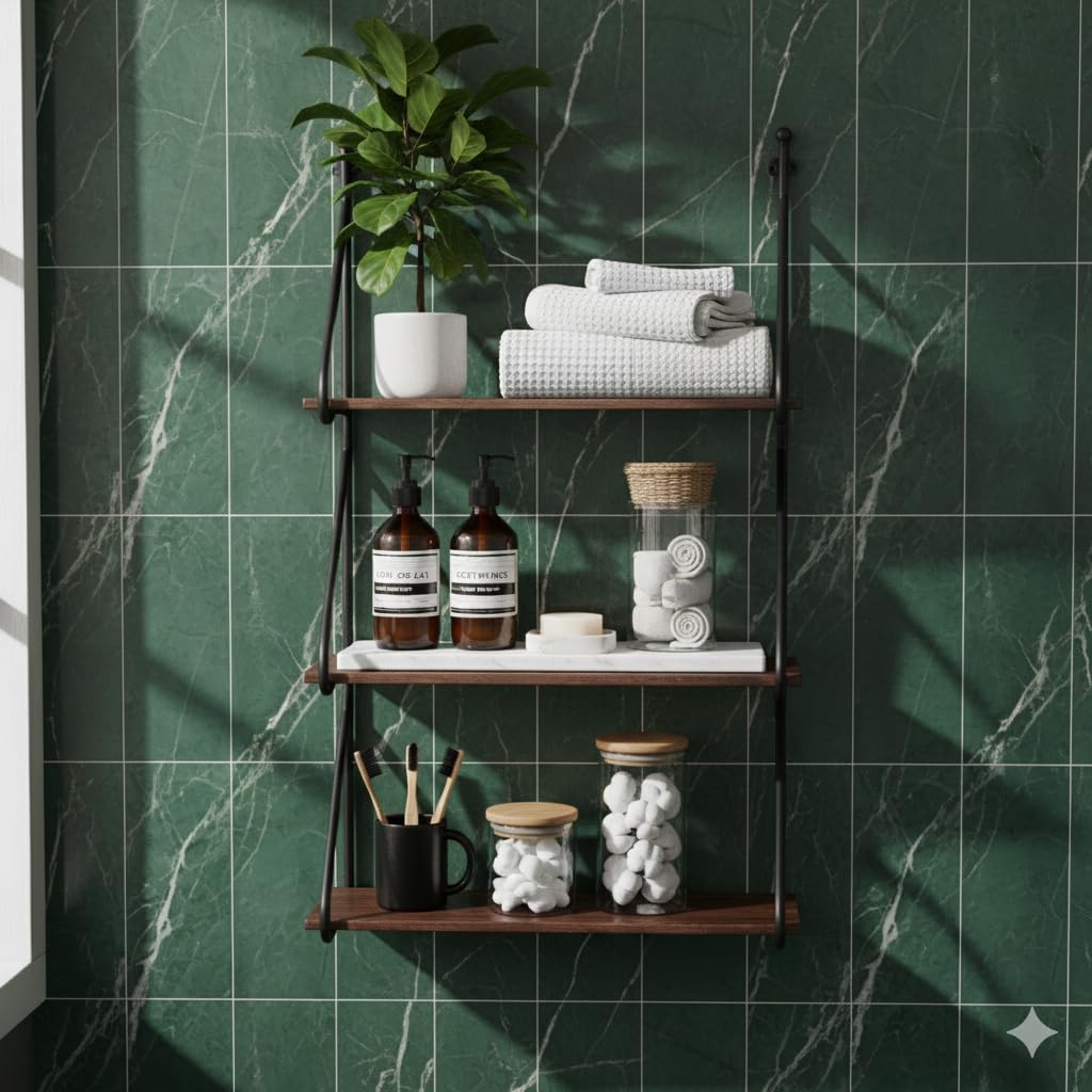 Solid Wood & Steel Hanging Storage for Kitchen, Bathroom-image-11