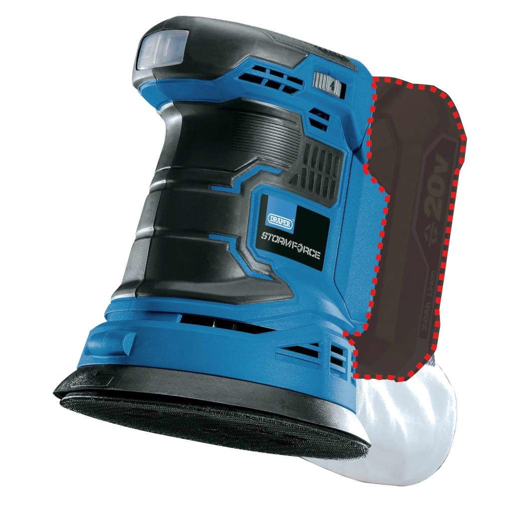Draper Tools Random Orbit Sander Storm Force Bare 20V Polishing Machine Sander 5010559895229