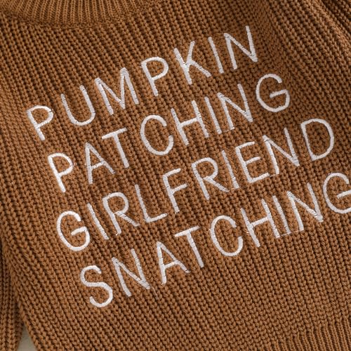 0-5T Toddler Baby Boy Halloween Outfit Pumpkin Knit Sweater Baby Boy Winter Long Sleeve Sweatshirt Top 5