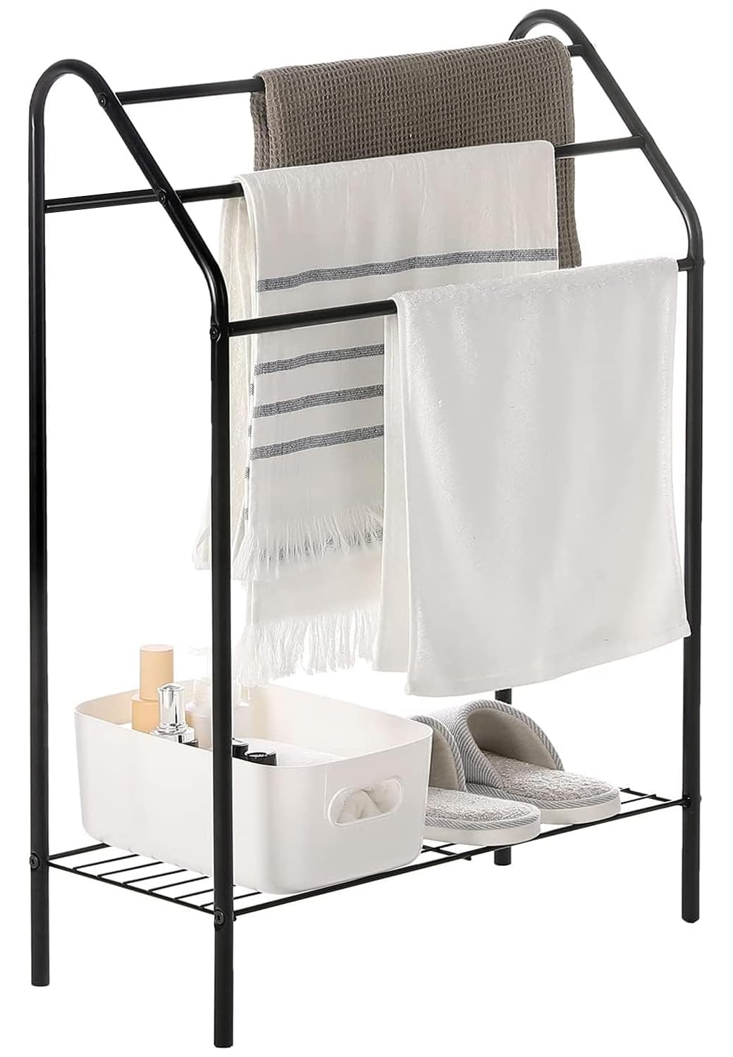Celeoris Stainless Steel Freestanding Towel Rack with 4 Tiered Bars and Storage Shelf, Laundry Room Drying Rack Stand (Black) (B0CYL2VV2S) Amazon Price History, Amazon Price Tracker